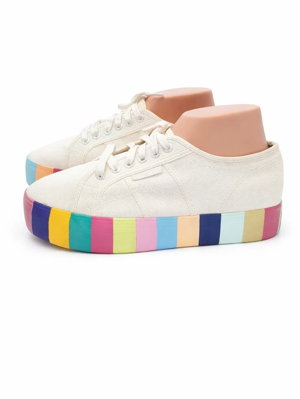 Superga White Platform 2790 Lace Up Rainbow sneakers 41.5/10